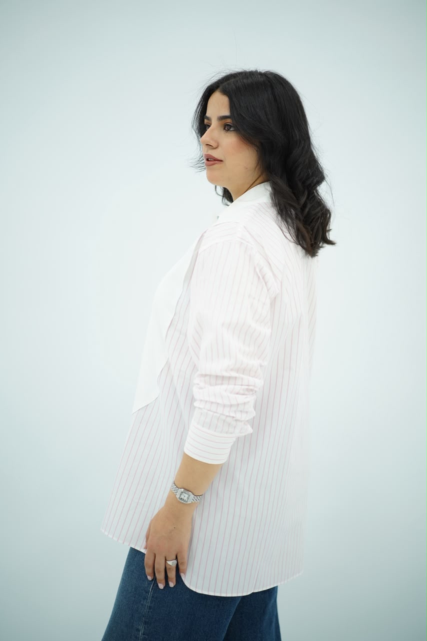 Chemise en Popeline - Rayé en rose