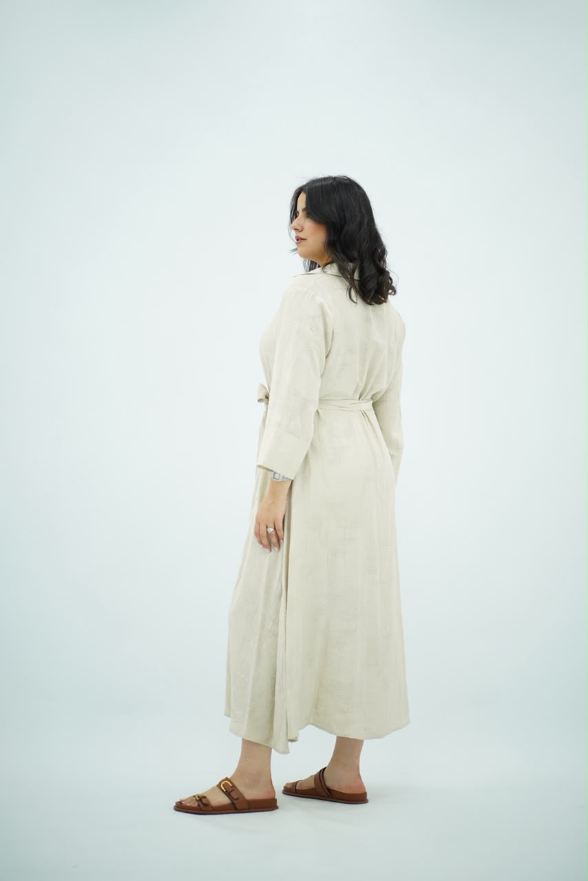 Robe-Chemise Midi Beige