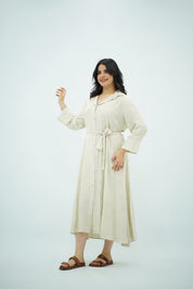 Robe-Chemise Midi Beige