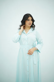 Robe-Chemise Rayée Vert Menthe