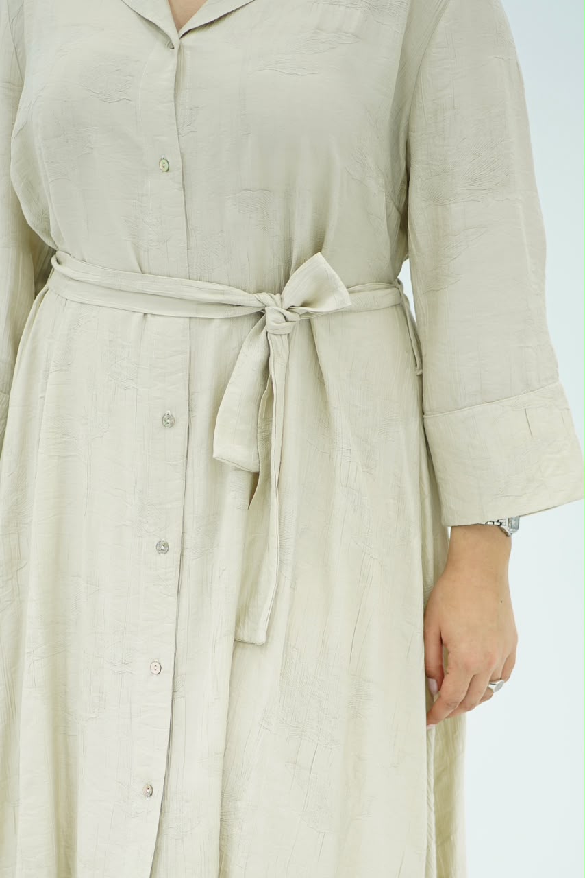 Robe-Chemise Midi Beige