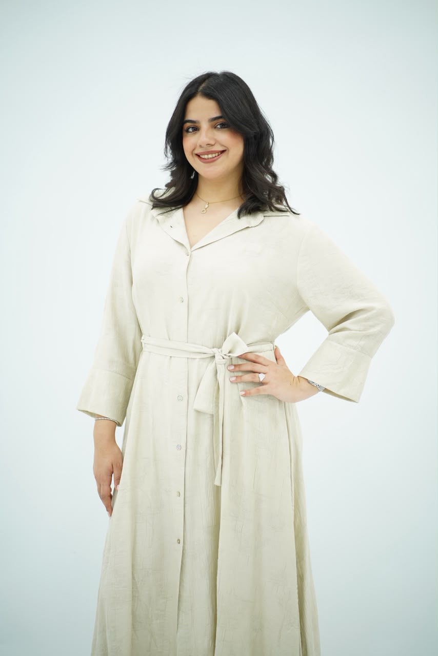 Robe-Chemise Midi Beige