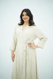 Robe-Chemise Midi Beige