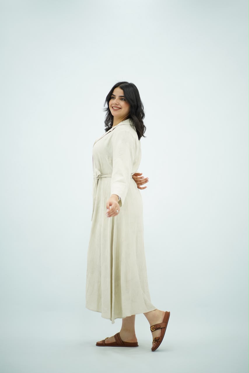 Robe-Chemise Midi Beige