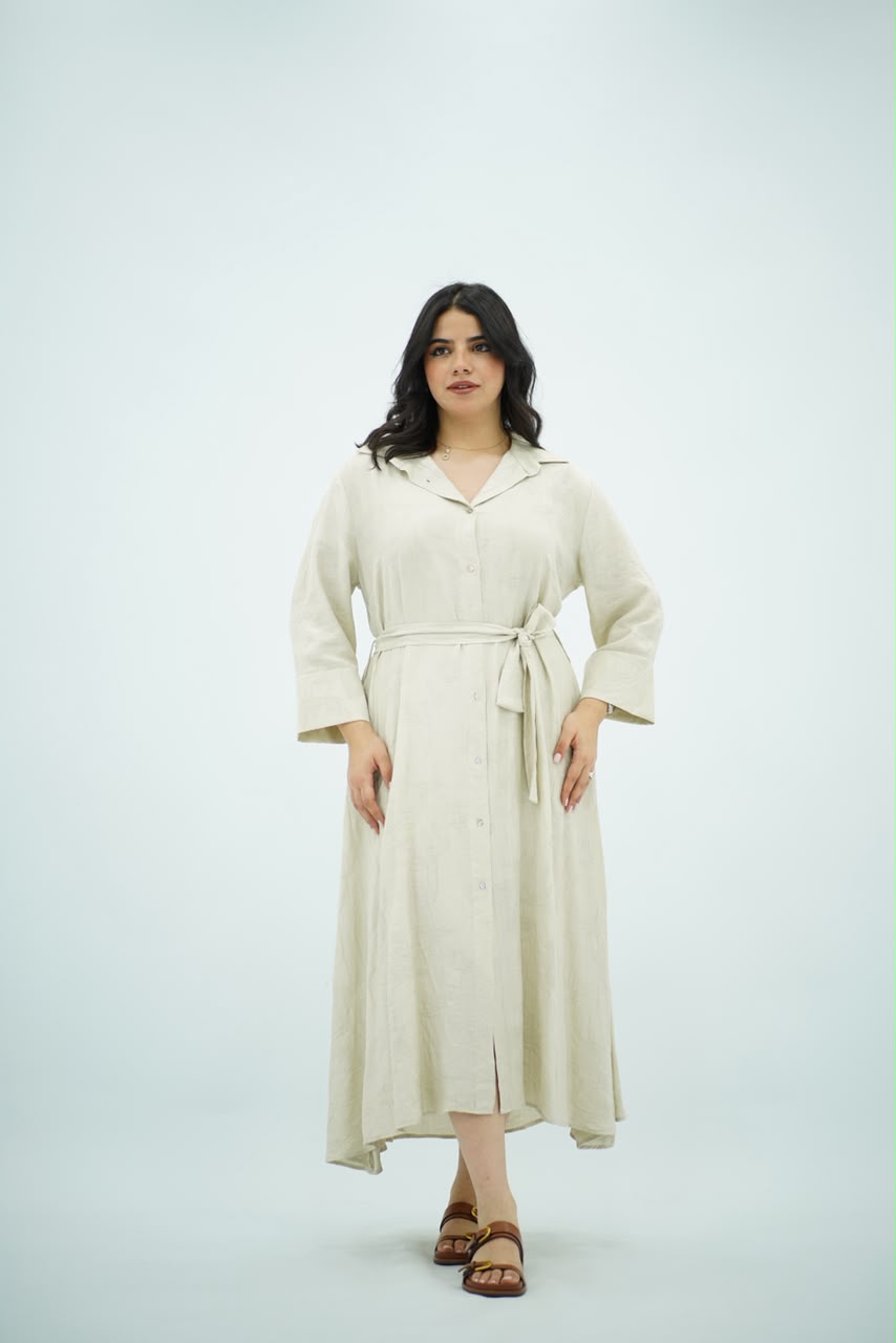 Robe-Chemise Midi Beige