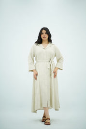 Robe-Chemise Midi Beige