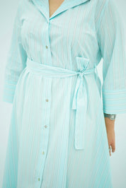 Robe-Chemise Rayée Vert Menthe