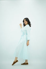 Robe-Chemise Rayée Vert Menthe