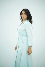 Robe-Chemise Rayée Vert Menthe