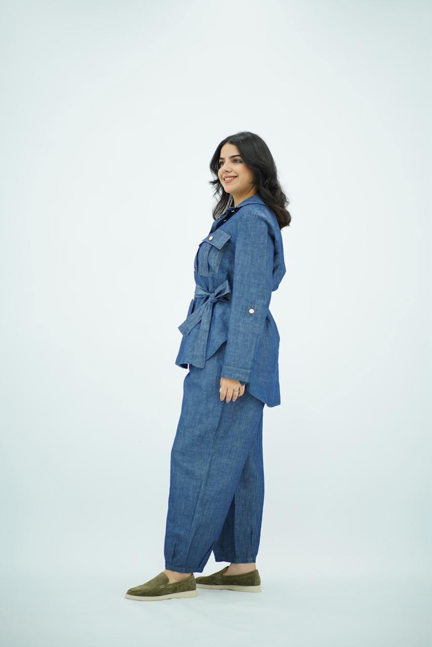 Ensemble en Lin Style Denim – Chic & Décontracté