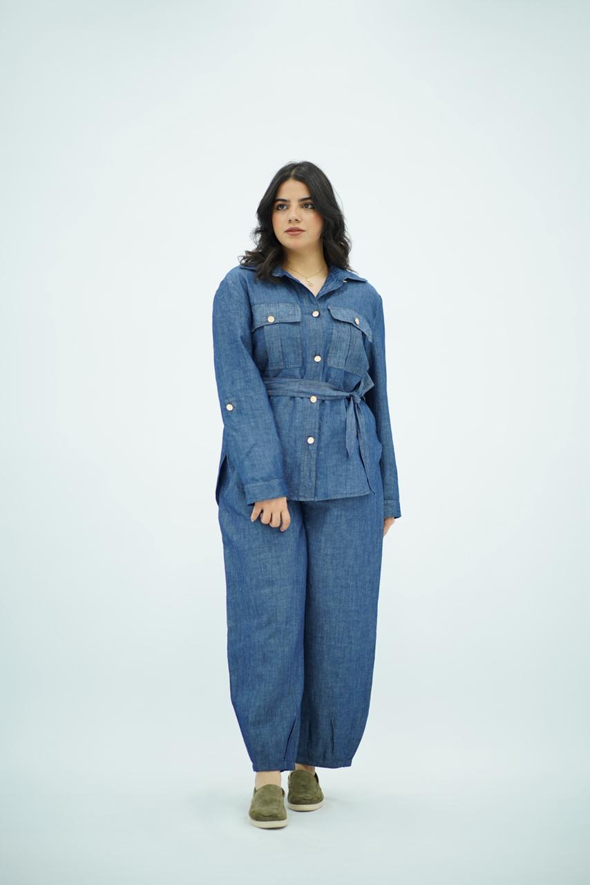 Ensemble en Lin Style Denim – Chic & Décontracté