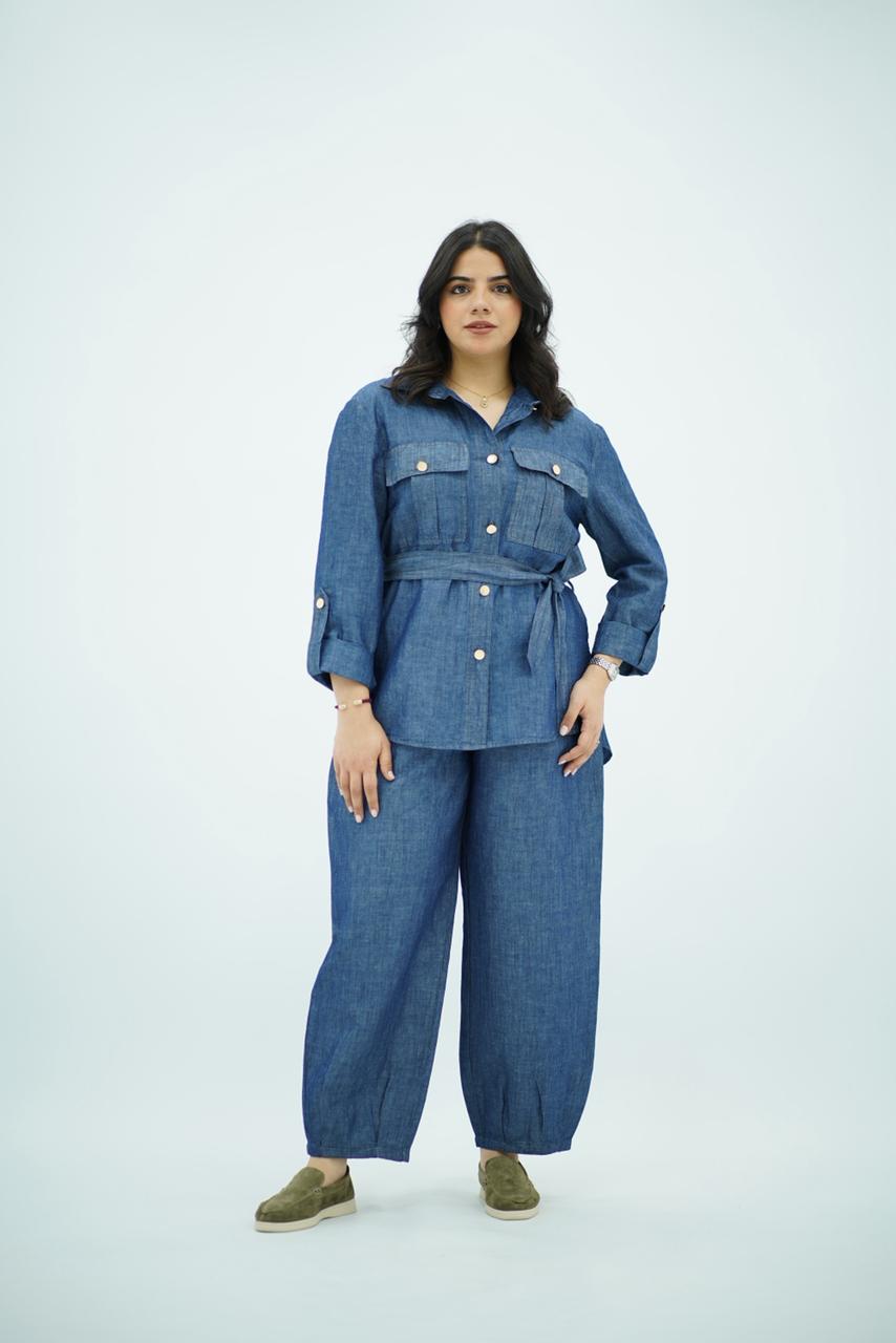Ensemble en Lin Style Denim – Chic & Décontracté