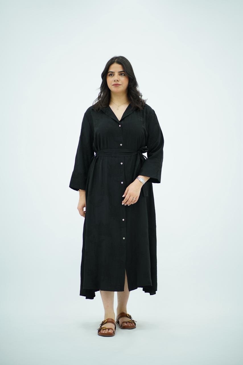 Robe-Chemise Texturée – Noir Intemporel
