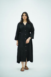 Robe-Chemise Texturée – Noir Intemporel