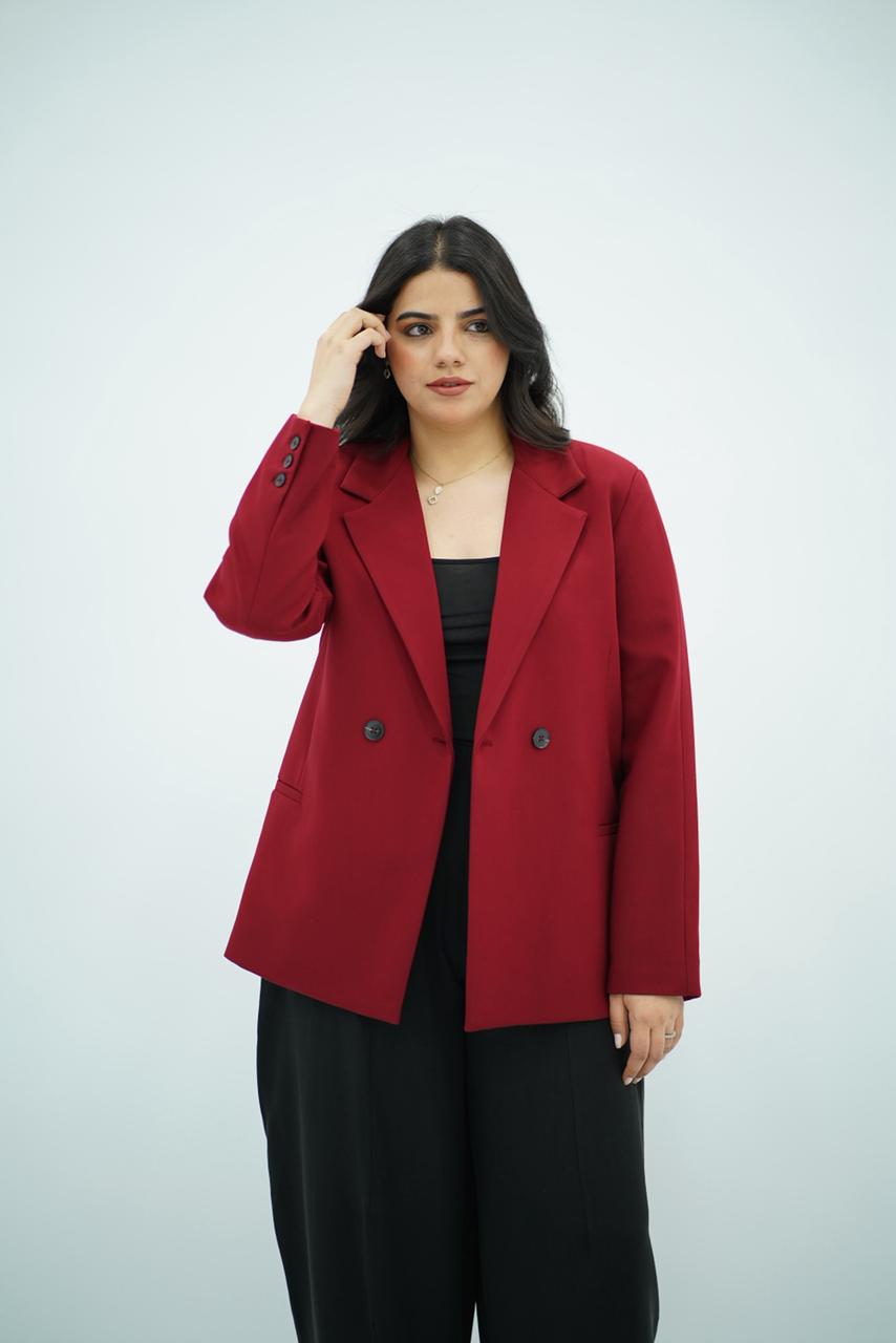 Blazer Bordeaux Structuré à Fentes Latérales