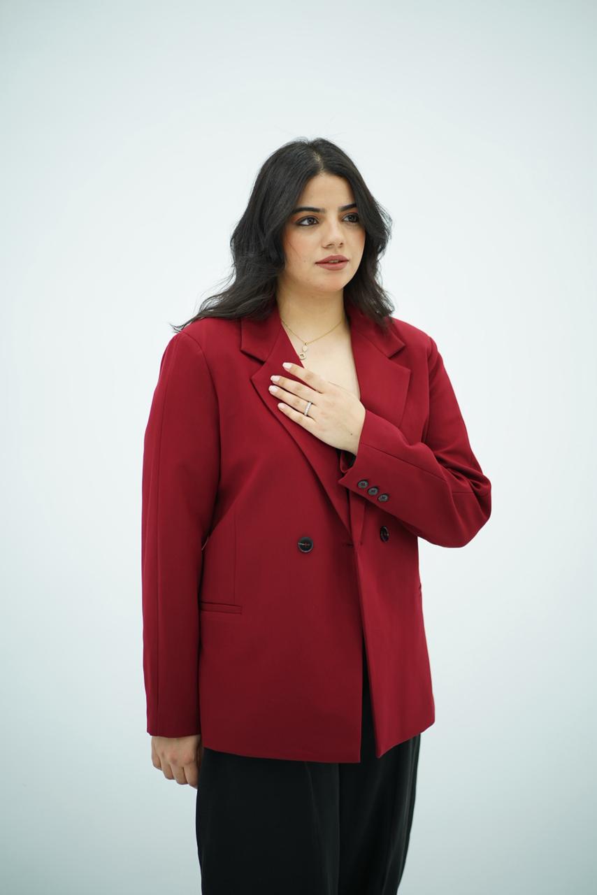 Blazer Bordeaux Structuré à Fentes Latérales