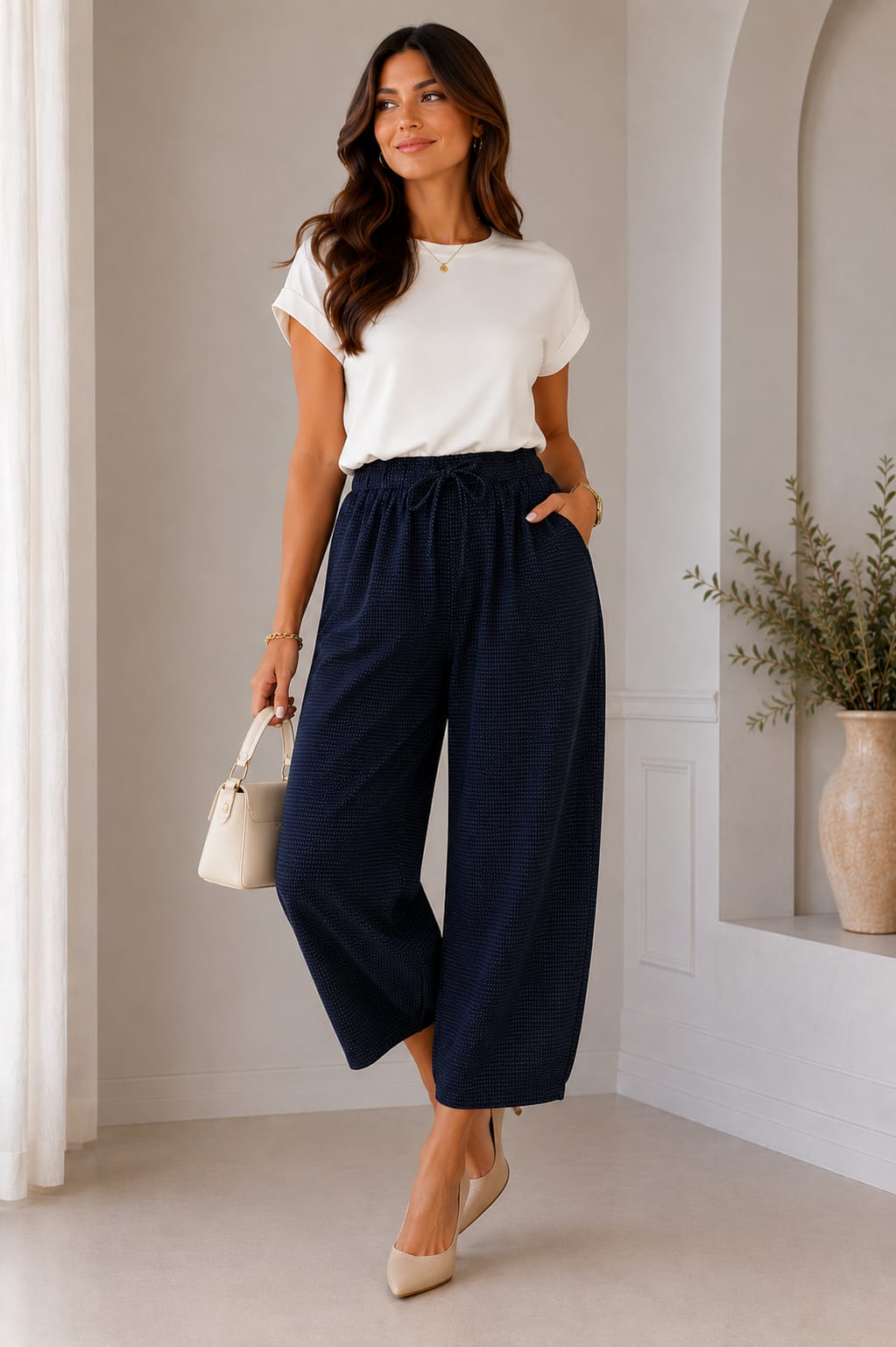 Pantalon Ballon Imprimé Marine