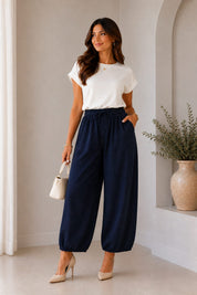 Pantalon Ballon Imprimé Marine