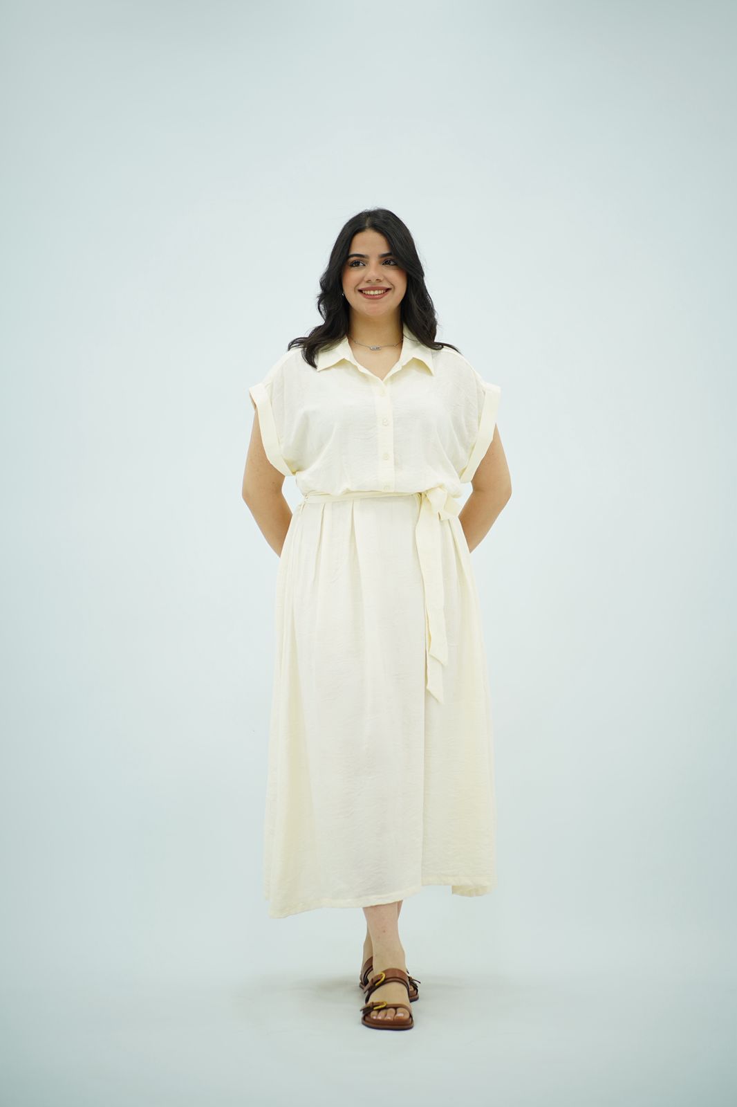 Robe Chemise Longue Écru