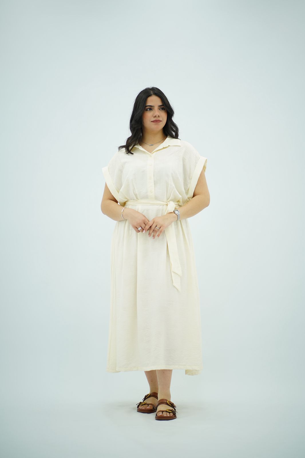 Robe Chemise Longue Écru