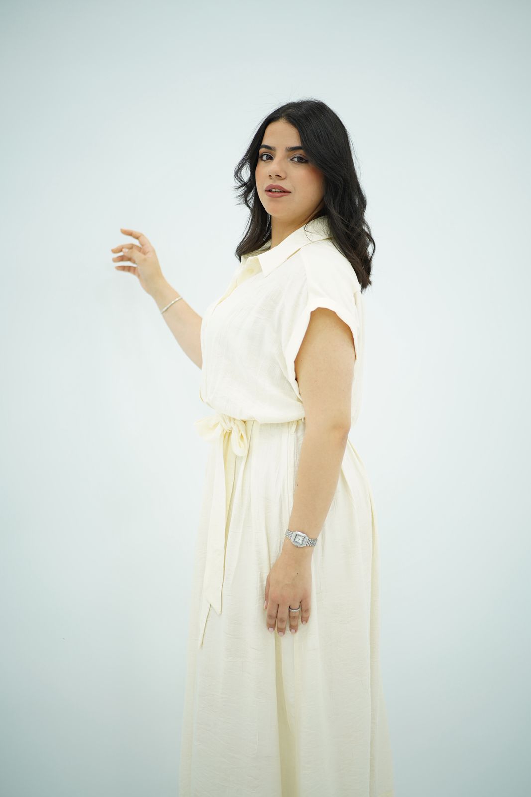 Robe Chemise Longue Écru