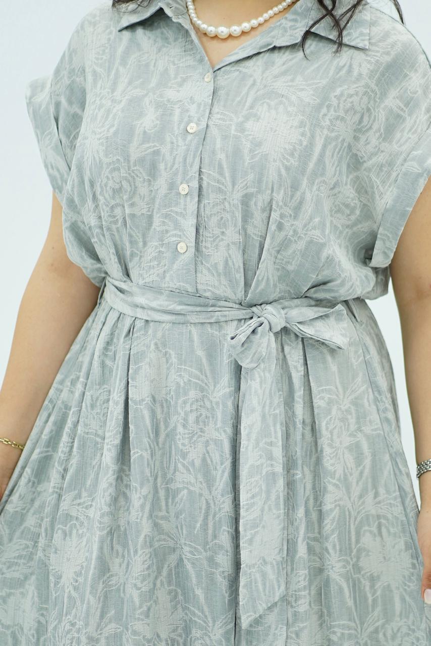 Robe longue imprimée gris perle