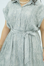 Robe longue imprimée gris perle