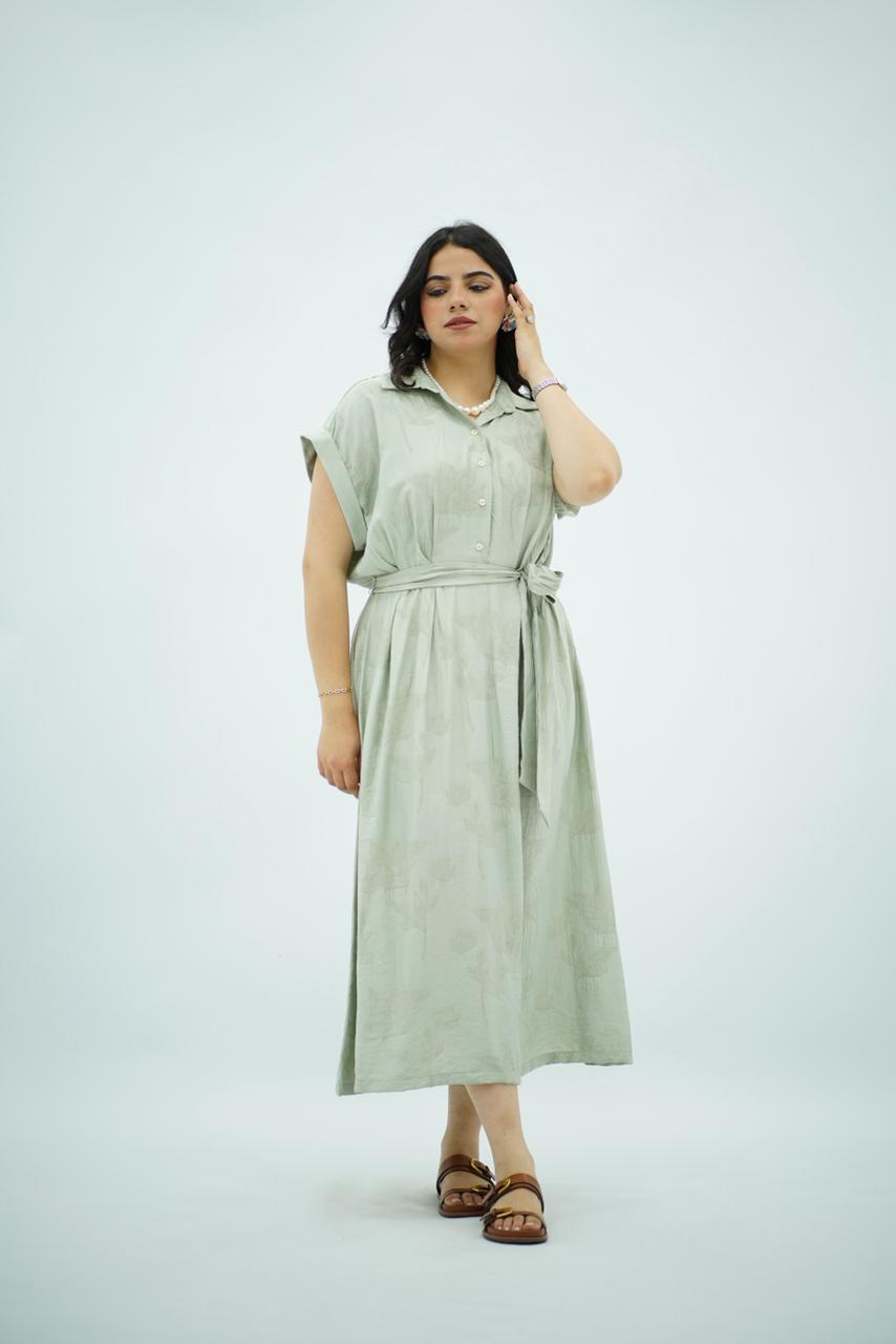 Robe longue fluide vert sauge