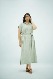 Robe longue fluide vert sauge