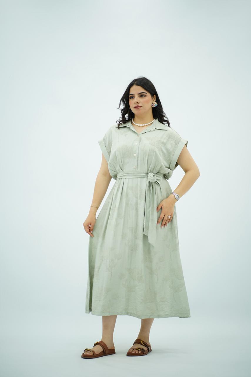 Robe longue fluide vert sauge