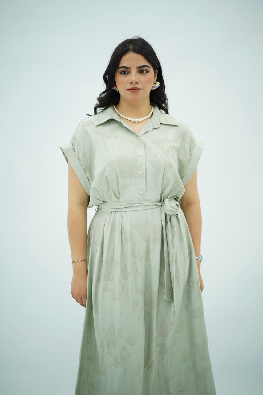 Robe longue fluide vert sauge