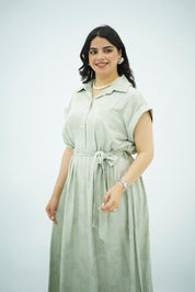 Robe longue fluide vert sauge