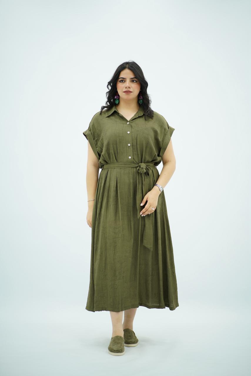 Robe longue kaki fluide