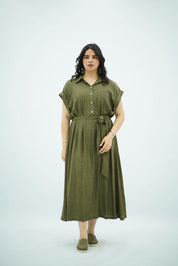 Robe longue kaki fluide