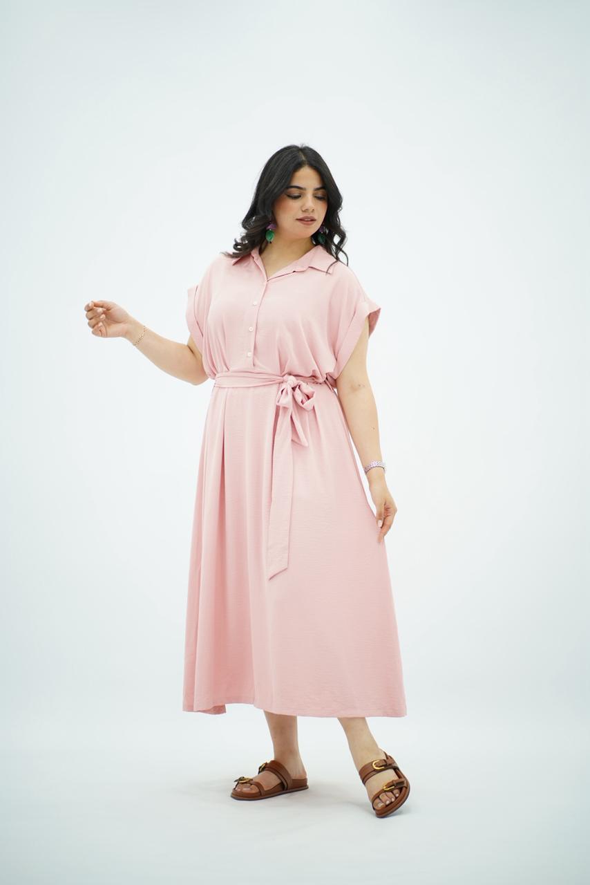 Robe longue rose poudré