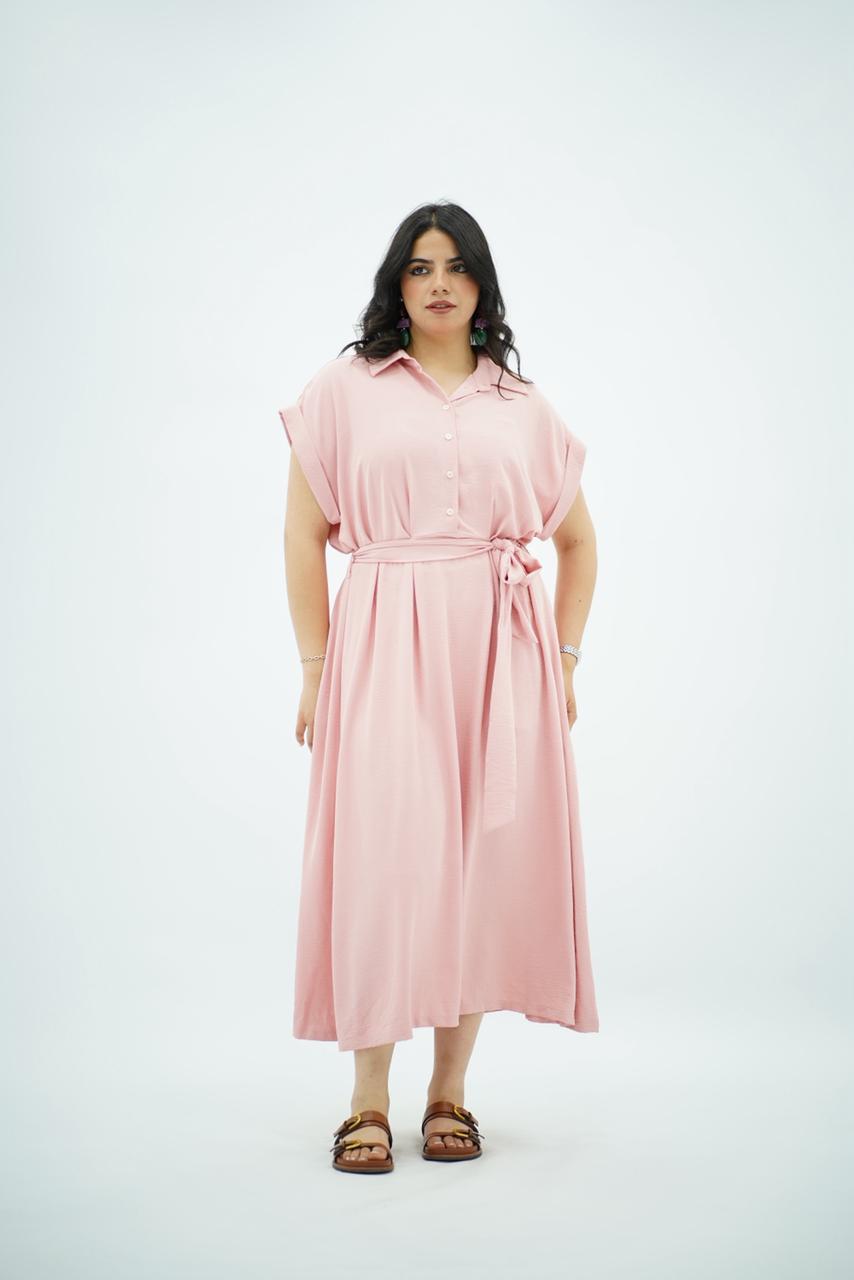 Robe longue rose poudré