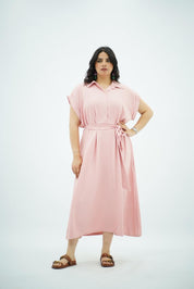 Robe longue rose poudré