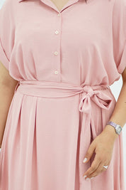 Robe longue rose poudré