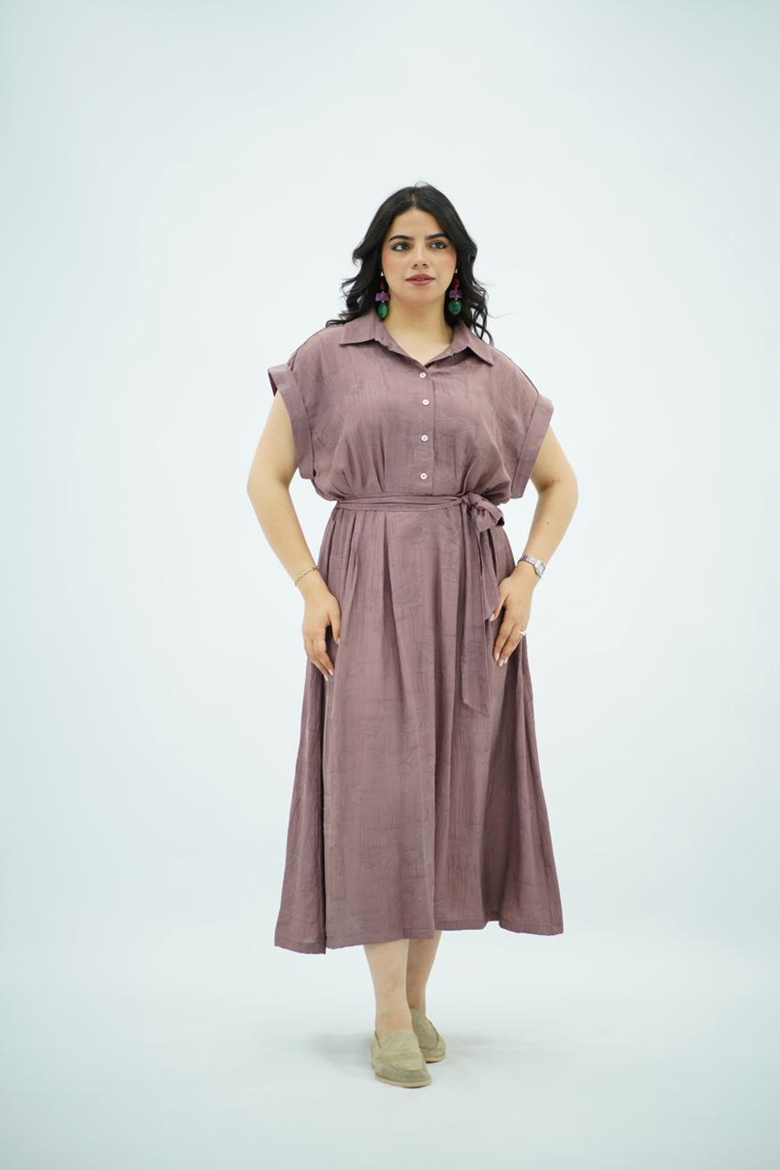 Robe Midi Coloris Mauve Rosé