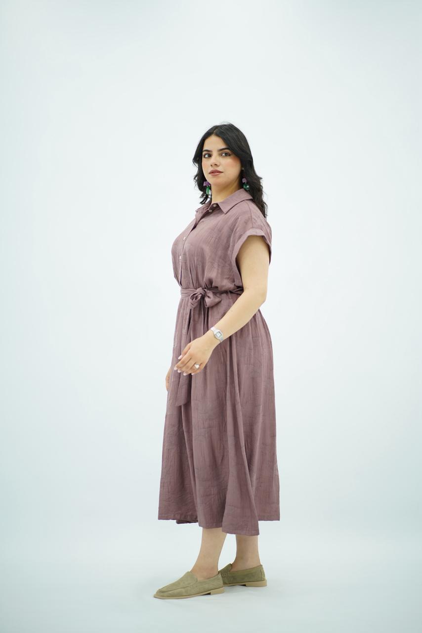 Robe Midi Coloris Mauve Rosé