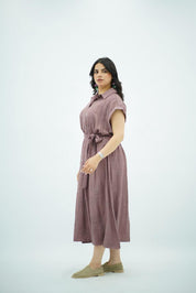 Robe Midi Coloris Mauve Rosé
