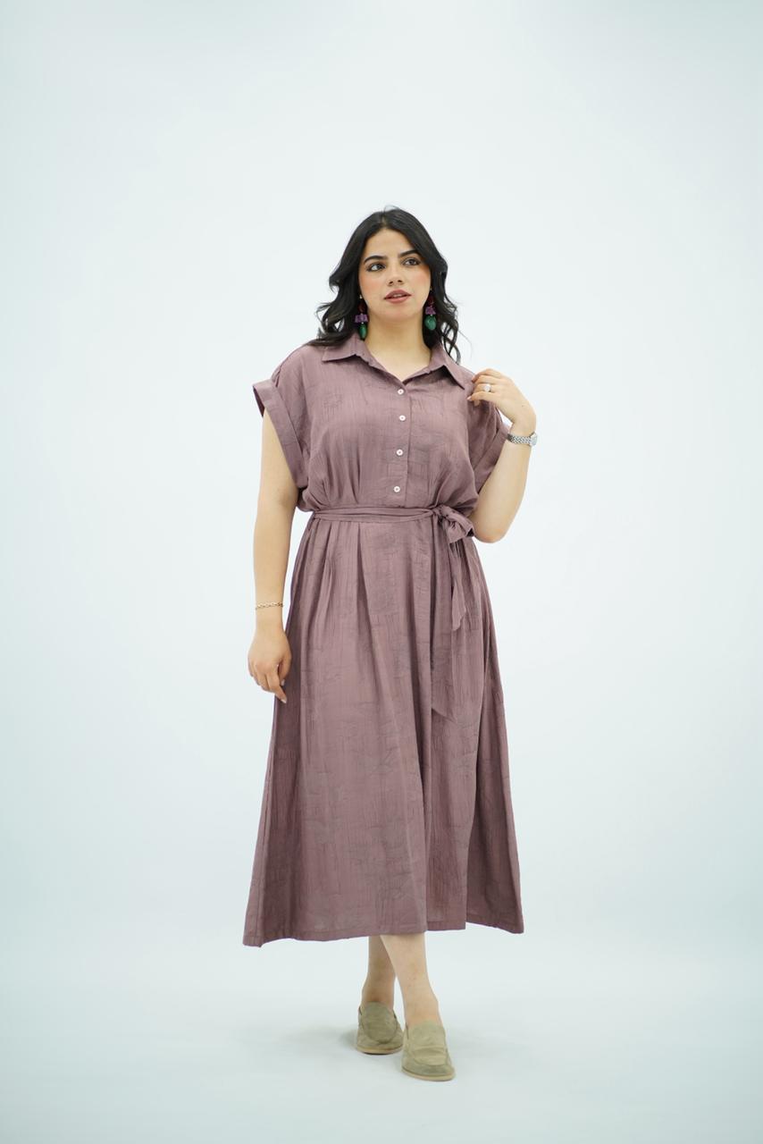 Robe Midi Coloris Mauve Rosé