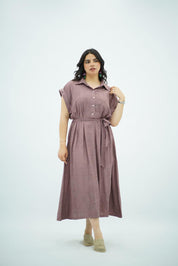 Robe Midi Coloris Mauve Rosé