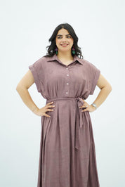 Robe Midi Coloris Mauve Rosé