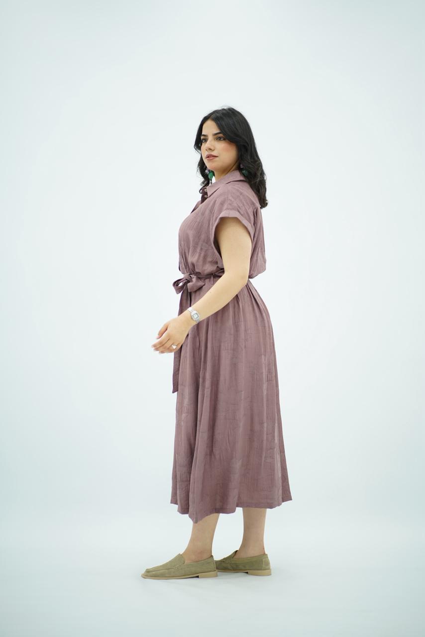 Robe Midi Coloris Mauve Rosé