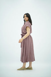 Robe Midi Coloris Mauve Rosé
