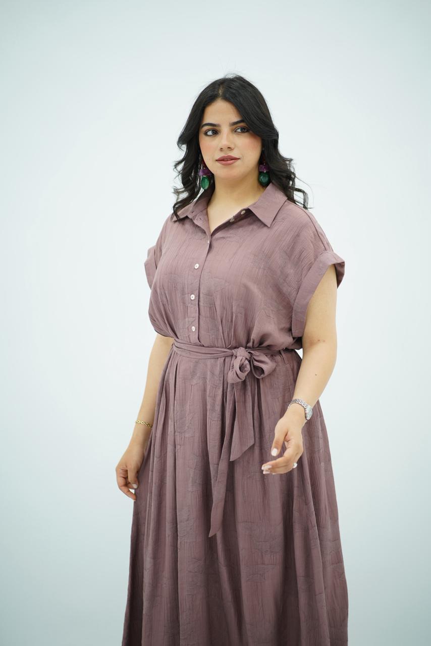Robe Midi Coloris Mauve Rosé
