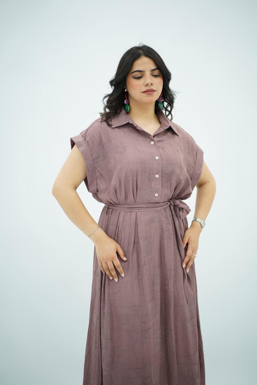 Robe Midi Coloris Mauve Rosé