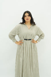 Robe à Carreaux avec Ceinture Fine