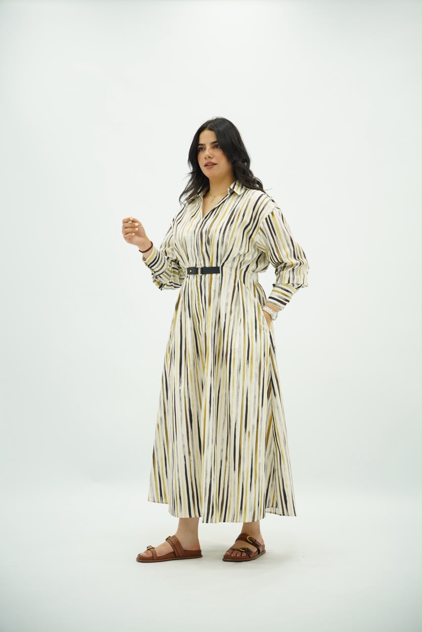 Robe Chemise Longue à Rayures Arty